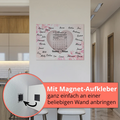 Willkommensschild Hochzeit mit Farbklecks Herz personalisiert Magnet Poster