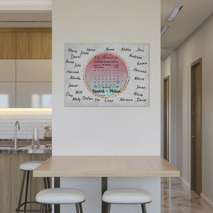 Willkommens Fotoboard Hochzeit mit Unterschriften Blau