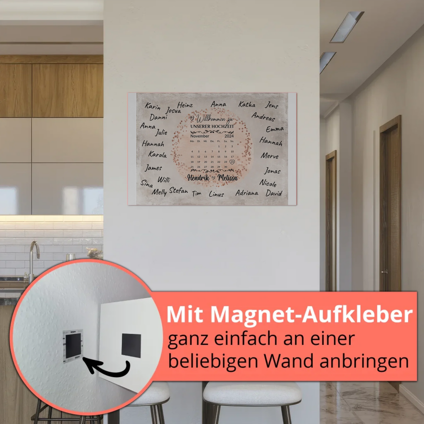 Hochzeit Willkommensschild für Unterschriften Farbklecks Rose