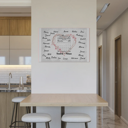 Willkommens Fotoboard Hochzeit Herz Kranz Unterschriften