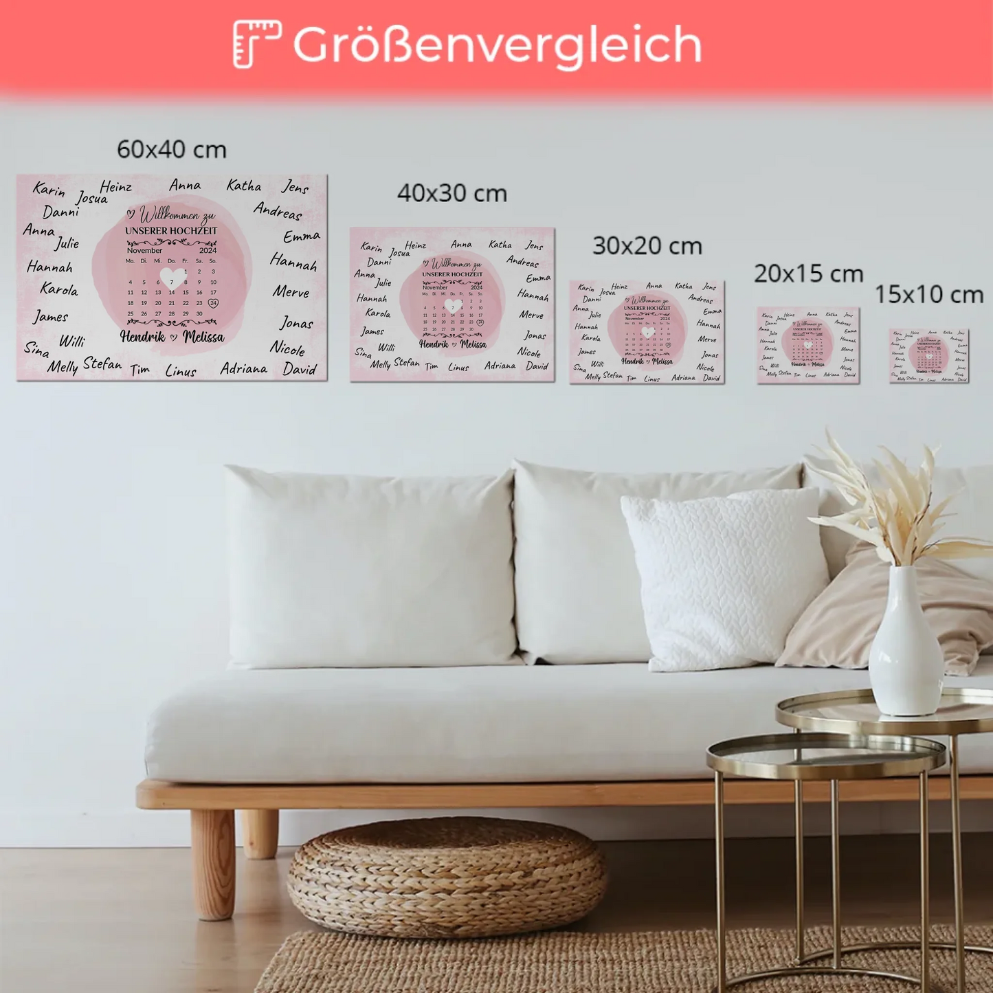 Hochzeit Willkommensschild für Unterschriften Herz Farbklecks