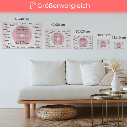 Hochzeit Willkommensschild für Unterschriften Herz Farbklecks