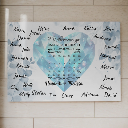Fotoboard Hochzeit Herzlich Willkommen Blue Diamond