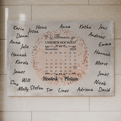 Hochzeit Willkommensschild für Unterschriften Farbklecks Rose