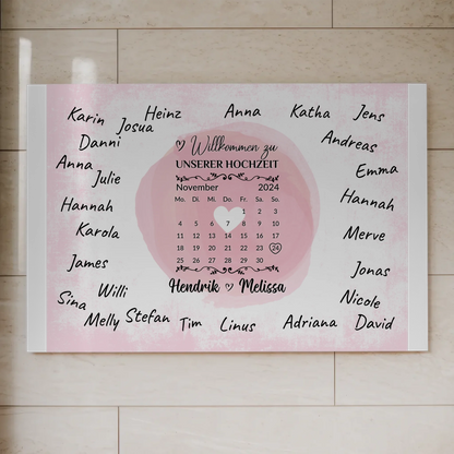 Hochzeit Willkommensschild für Unterschriften Herz Farbklecks