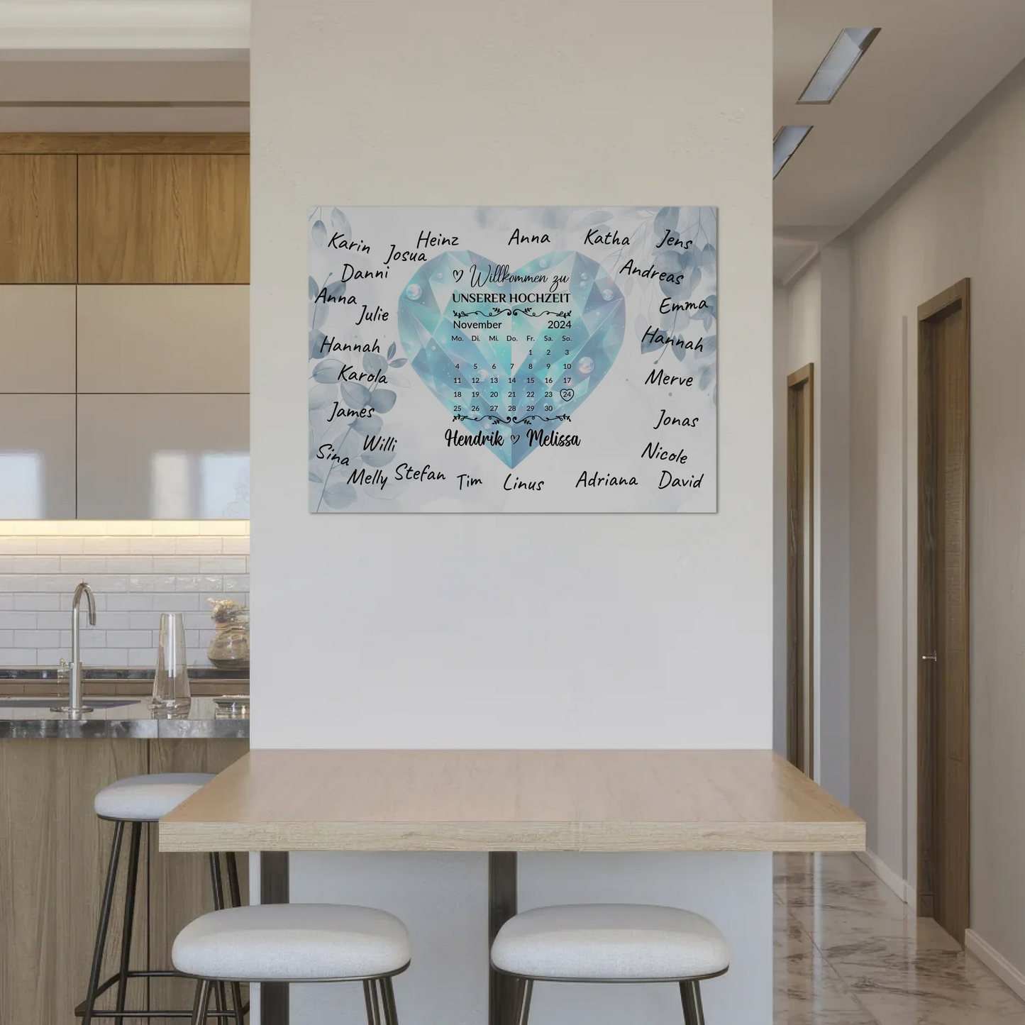 Fotoboard Hochzeit Herzlich Willkommen Blue Diamond