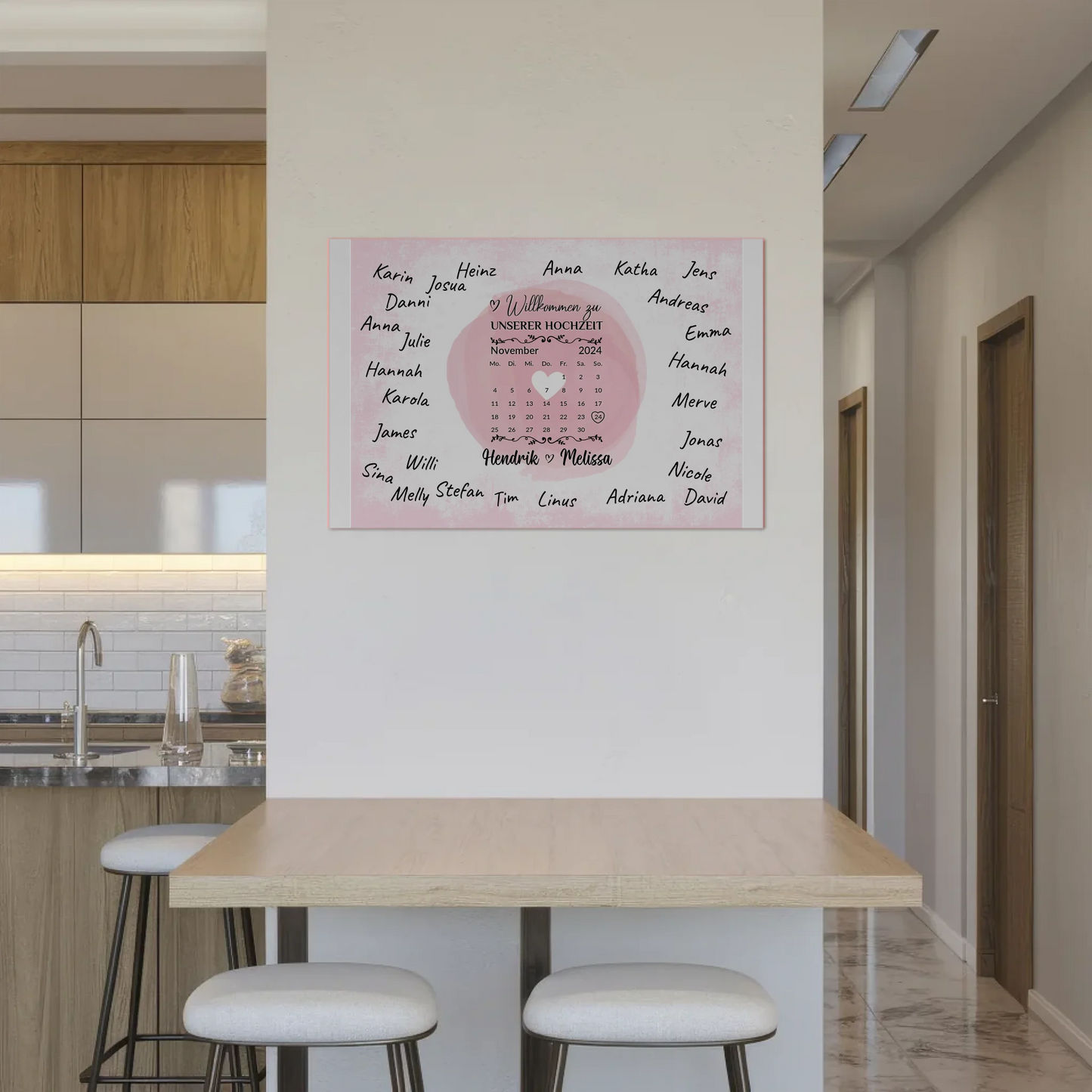 Hochzeit Willkommensschild für Unterschriften Herz Farbklecks