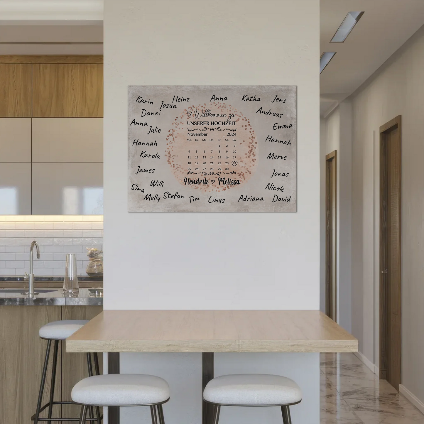 Hochzeit Willkommensschild für Unterschriften Farbklecks Rose