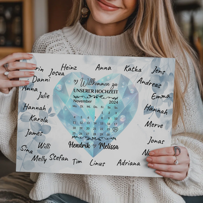 Fotoboard Hochzeit Herzlich Willkommen Blue Diamond