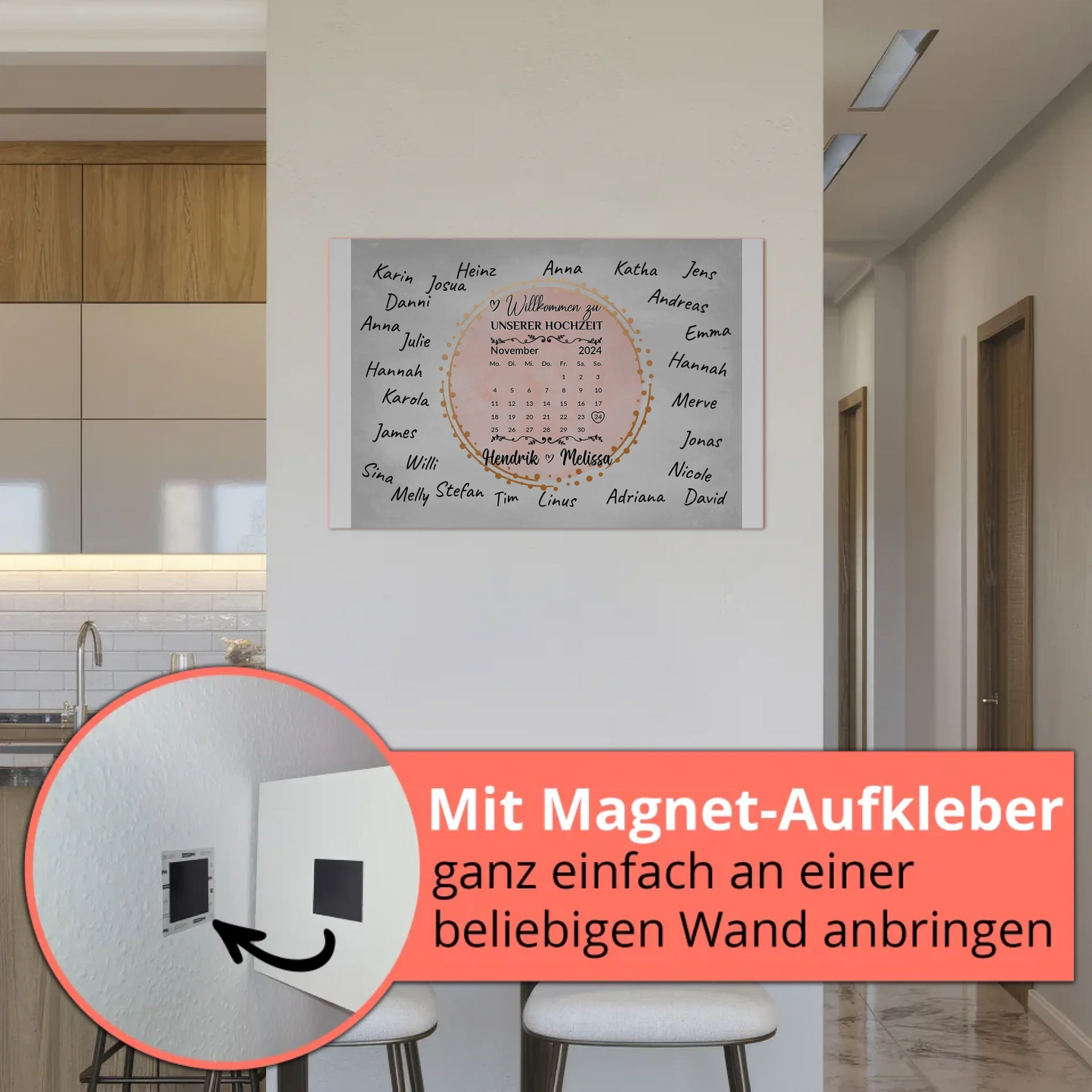 Hochzeit Willkommensschild für eigene Unterschriften