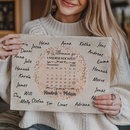 Hochzeit Willkommensschild für Unterschriften Farbklecks Rose