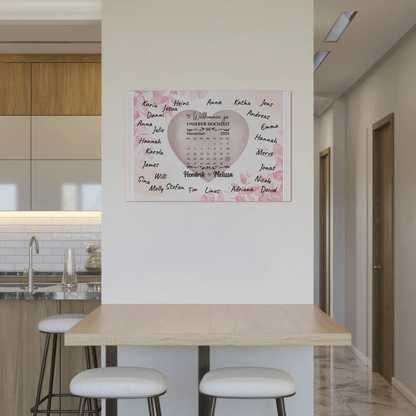 Willkommensschild Hochzeit mit Farbklecks Herz personalisiert Magnet Poster