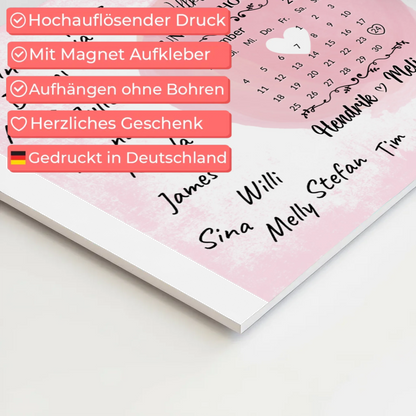 Hochzeit Willkommensschild für Unterschriften Herz Farbklecks