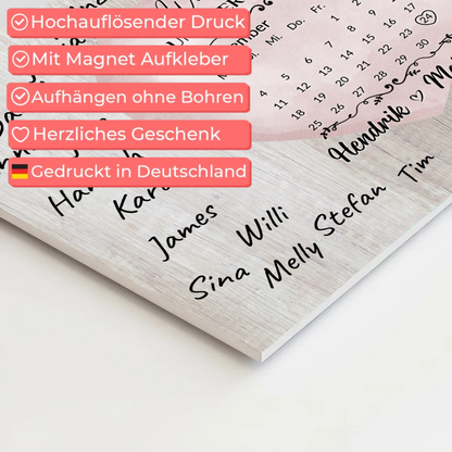 Willkommensschild Hochzeit mit Farbklecks Herz personalisiert