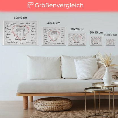 Willkommens Fotoboard Hochzeit Herz Kranz Unterschriften