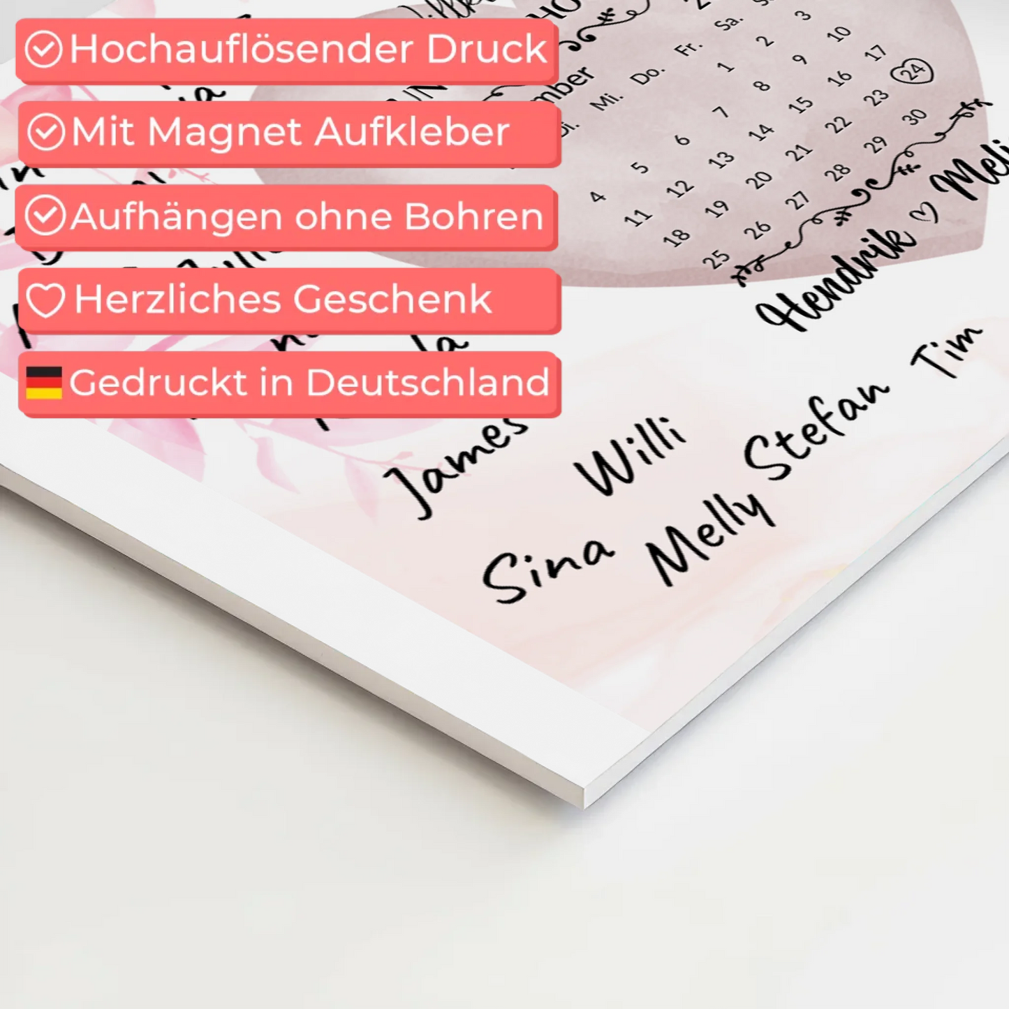 Willkommensschild Hochzeit mit Farbklecks Herz personalisiert Magnet Poster