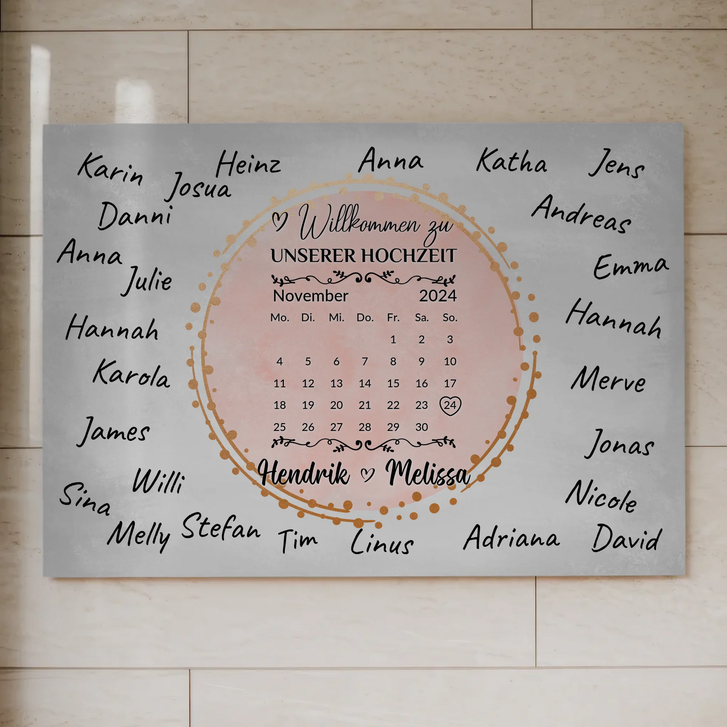 Hochzeit Willkommensschild für eigene Unterschriften