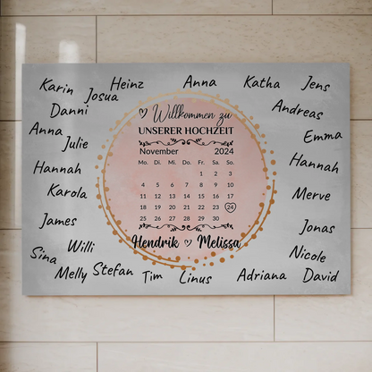 Hochzeit Willkommensschild für eigene Unterschriften