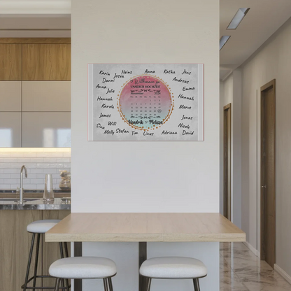 Willkommens Fotoboard Hochzeit mit Unterschriften Blau