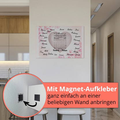 Willkommensschild Hochzeit mit Farbklecks Herz personalisiert Magnet Poster