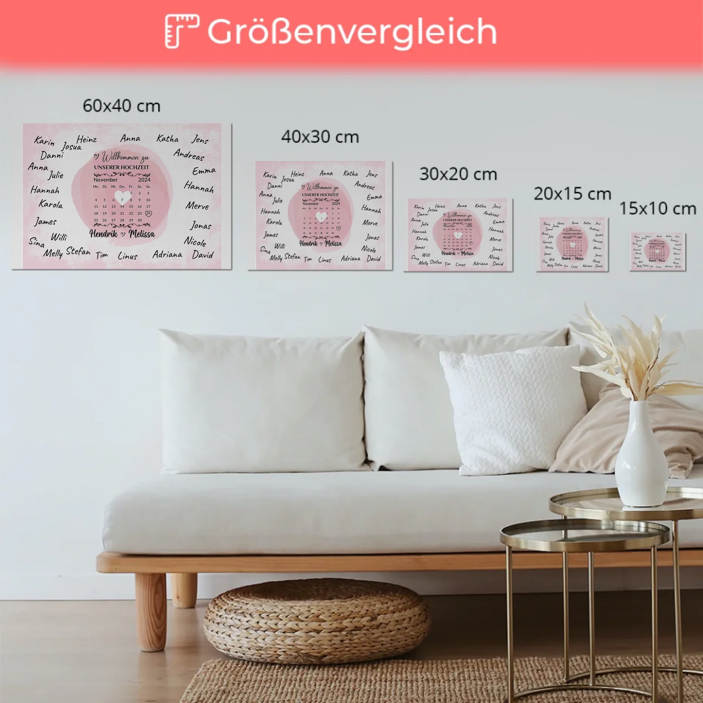 Hochzeit Willkommensschild für Unterschriften Herz Farbklecks