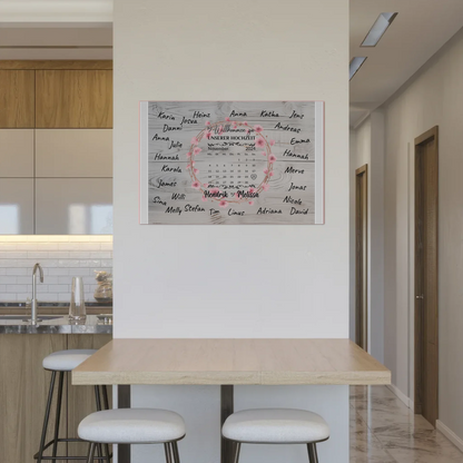 Willkommens Fotoboard Hochzeit mit Blumenkranz personalisiert