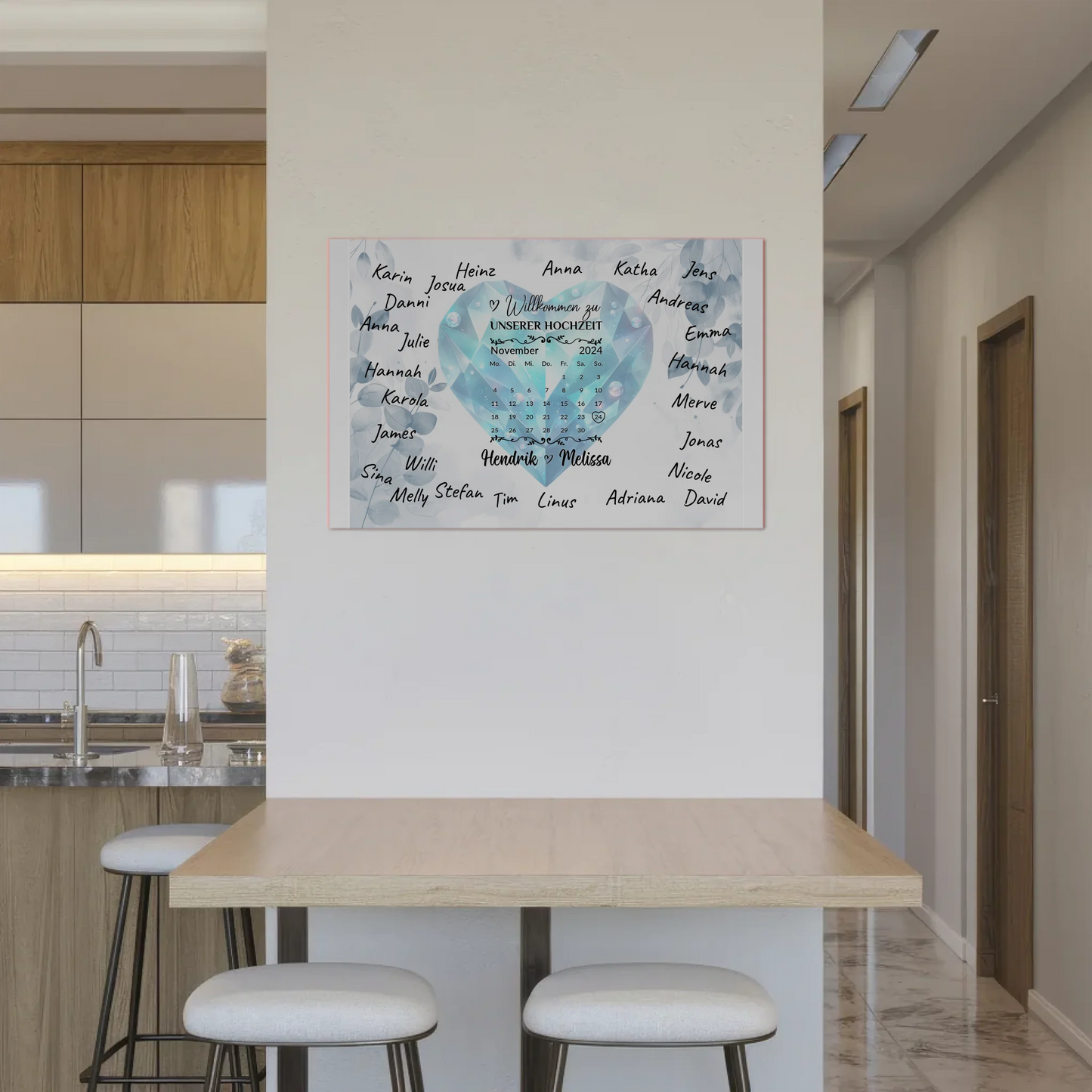 Fotoboard Hochzeit Herzlich Willkommen Blue Diamond