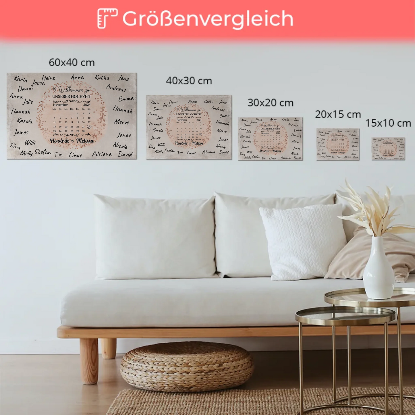 Hochzeit Willkommensschild für Unterschriften Farbklecks Rose