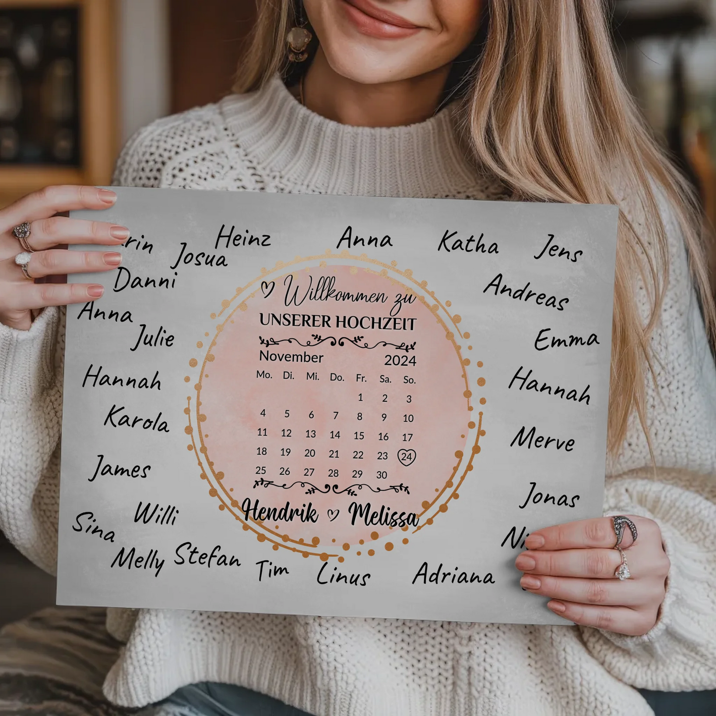 Hochzeit Willkommensschild für eigene Unterschriften