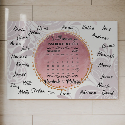 Fotoboard Hochzeit Herzlich Willkommen Rosa Aquarell