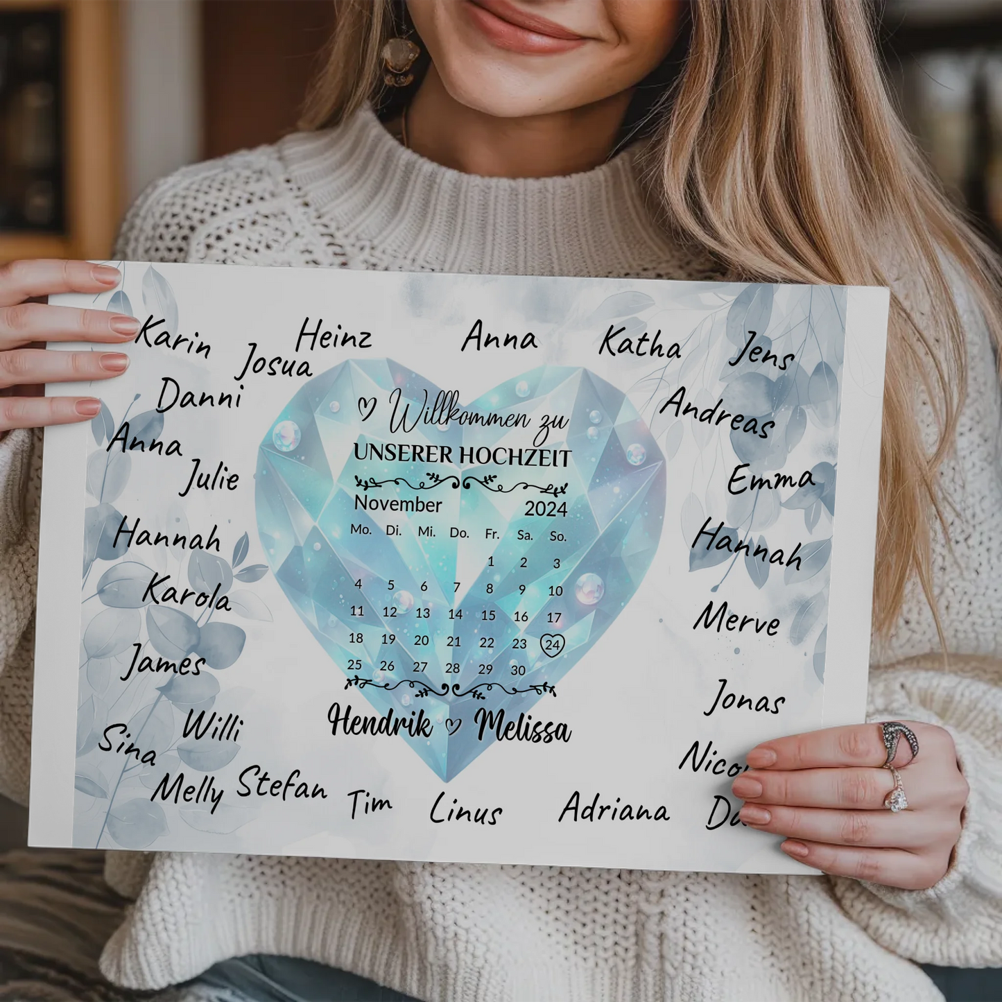 Fotoboard Hochzeit Herzlich Willkommen Blue Diamond