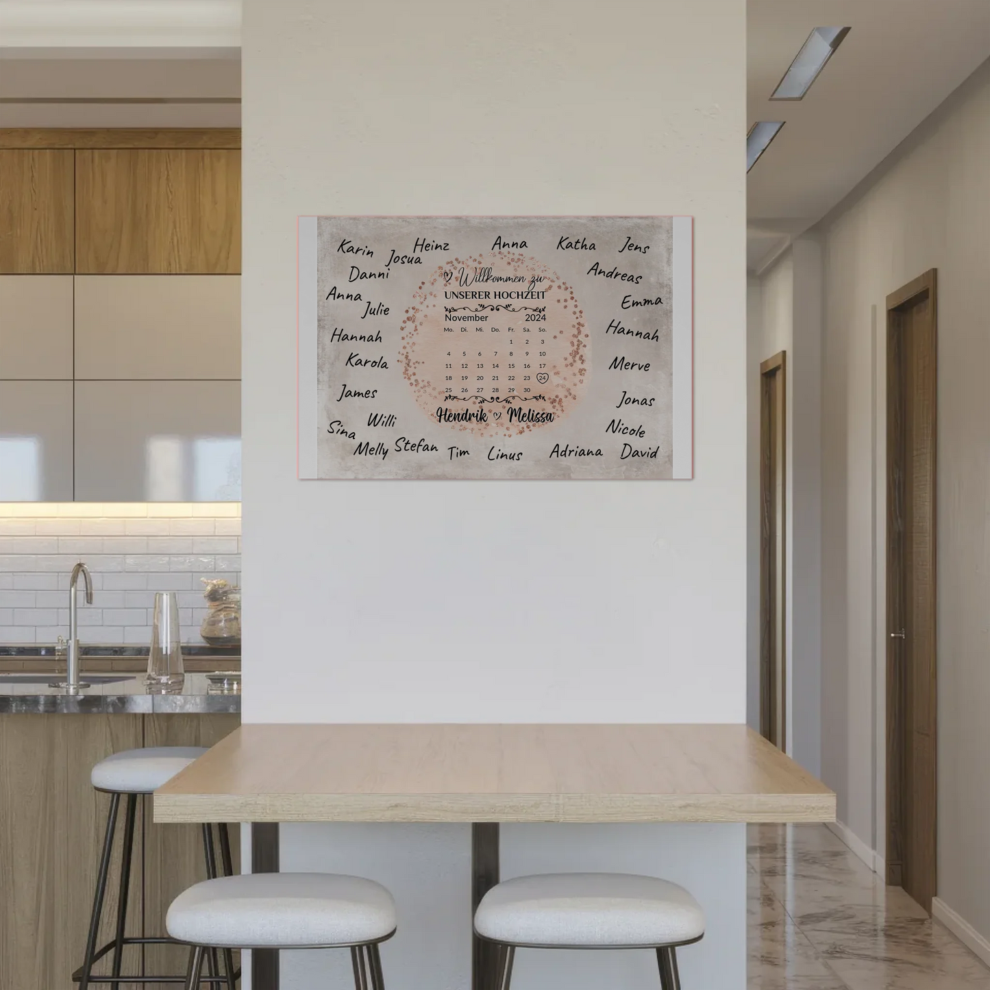 Hochzeit Willkommensschild für Unterschriften Farbklecks Rose