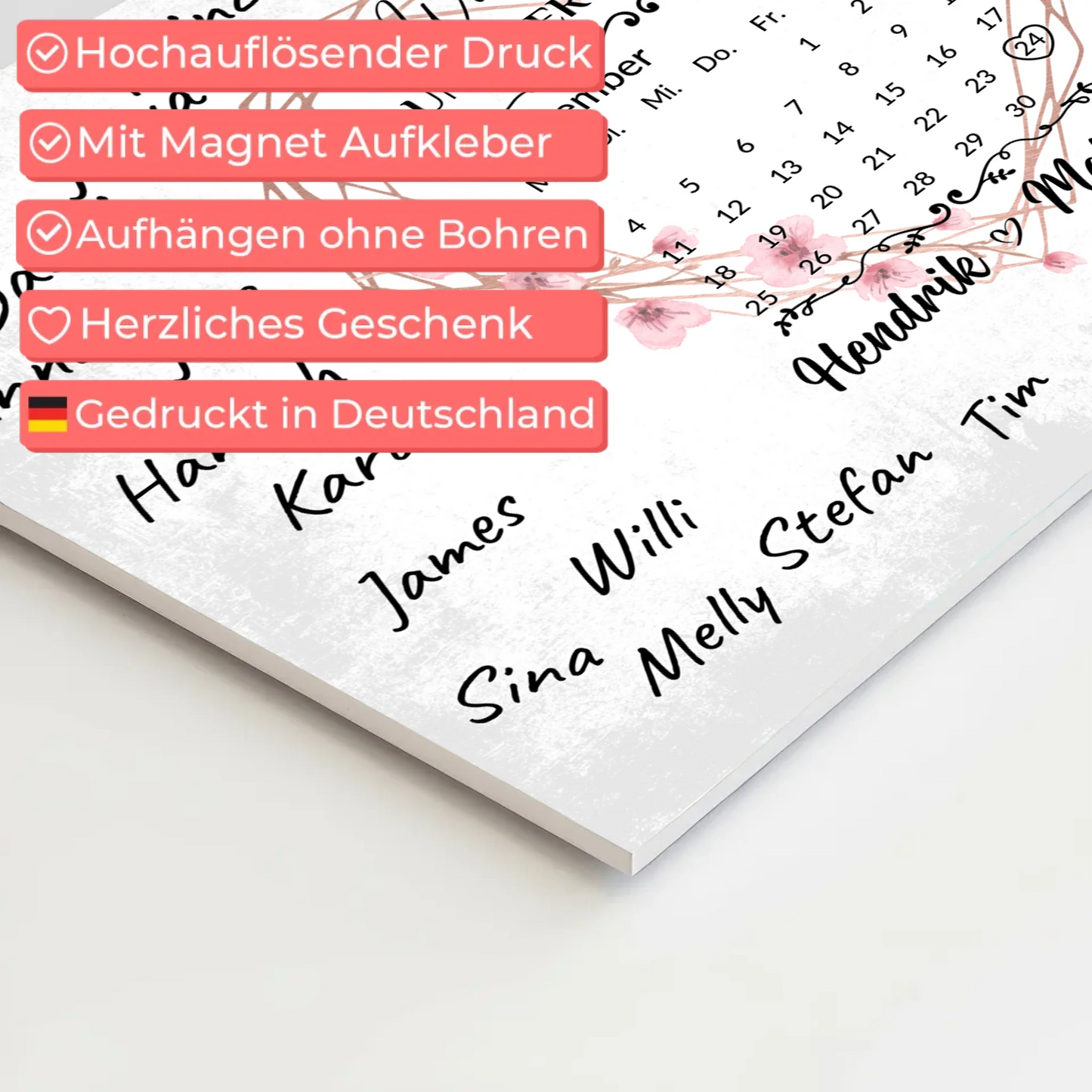 Willkommens Fotoboard Hochzeit Herz Kranz Unterschriften