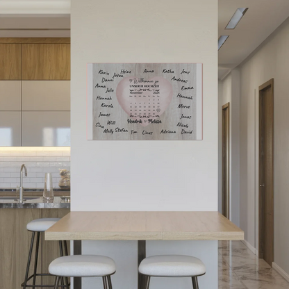 Willkommensschild Hochzeit mit Farbklecks Herz personalisiert