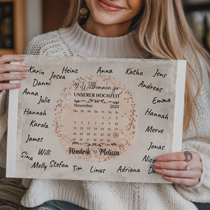 Hochzeit Willkommensschild für Unterschriften Farbklecks Rose