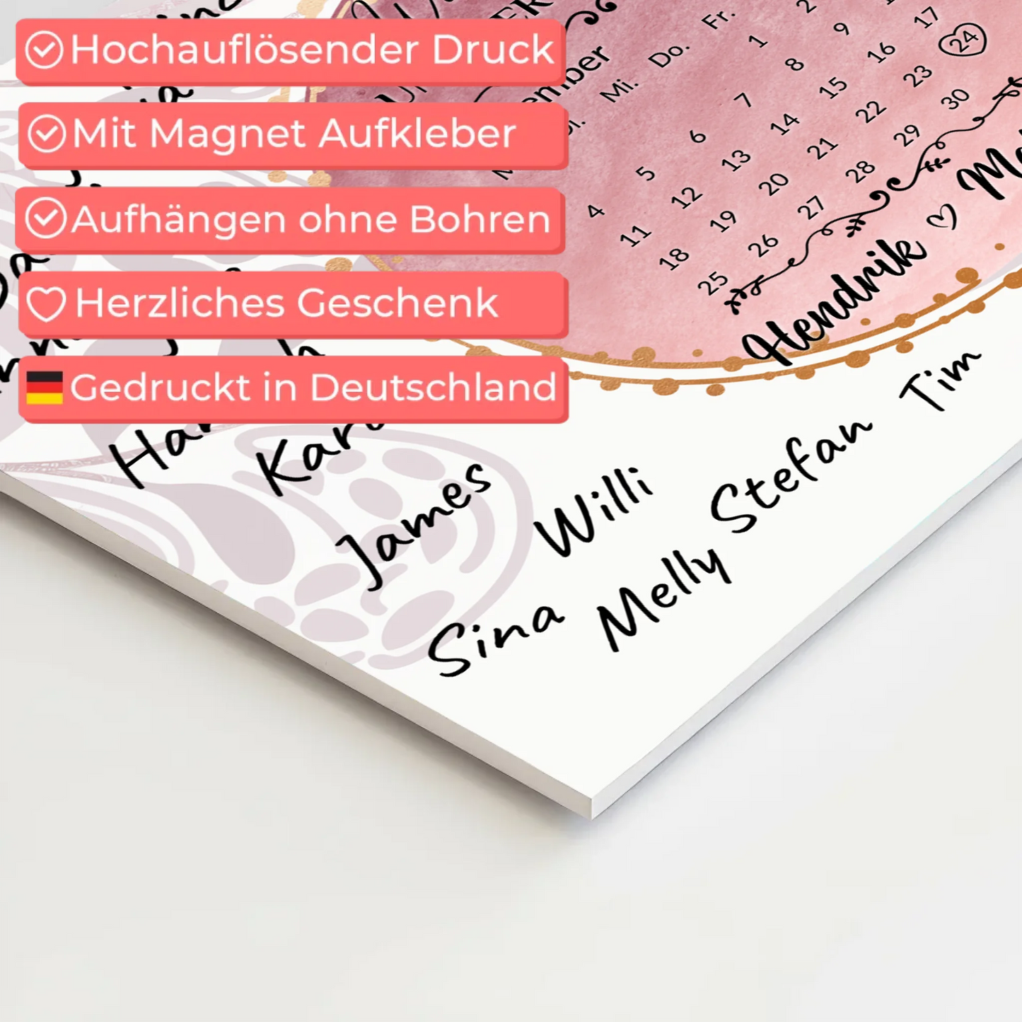 Fotoboard Hochzeit Herzlich Willkommen Rosa Aquarell