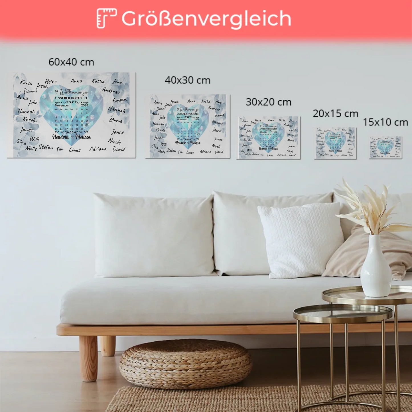 Fotoboard Hochzeit Herzlich Willkommen Blue Diamond