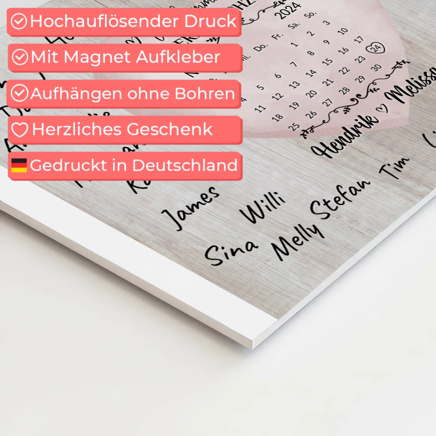 Willkommensschild Hochzeit mit Farbklecks Herz personalisiert