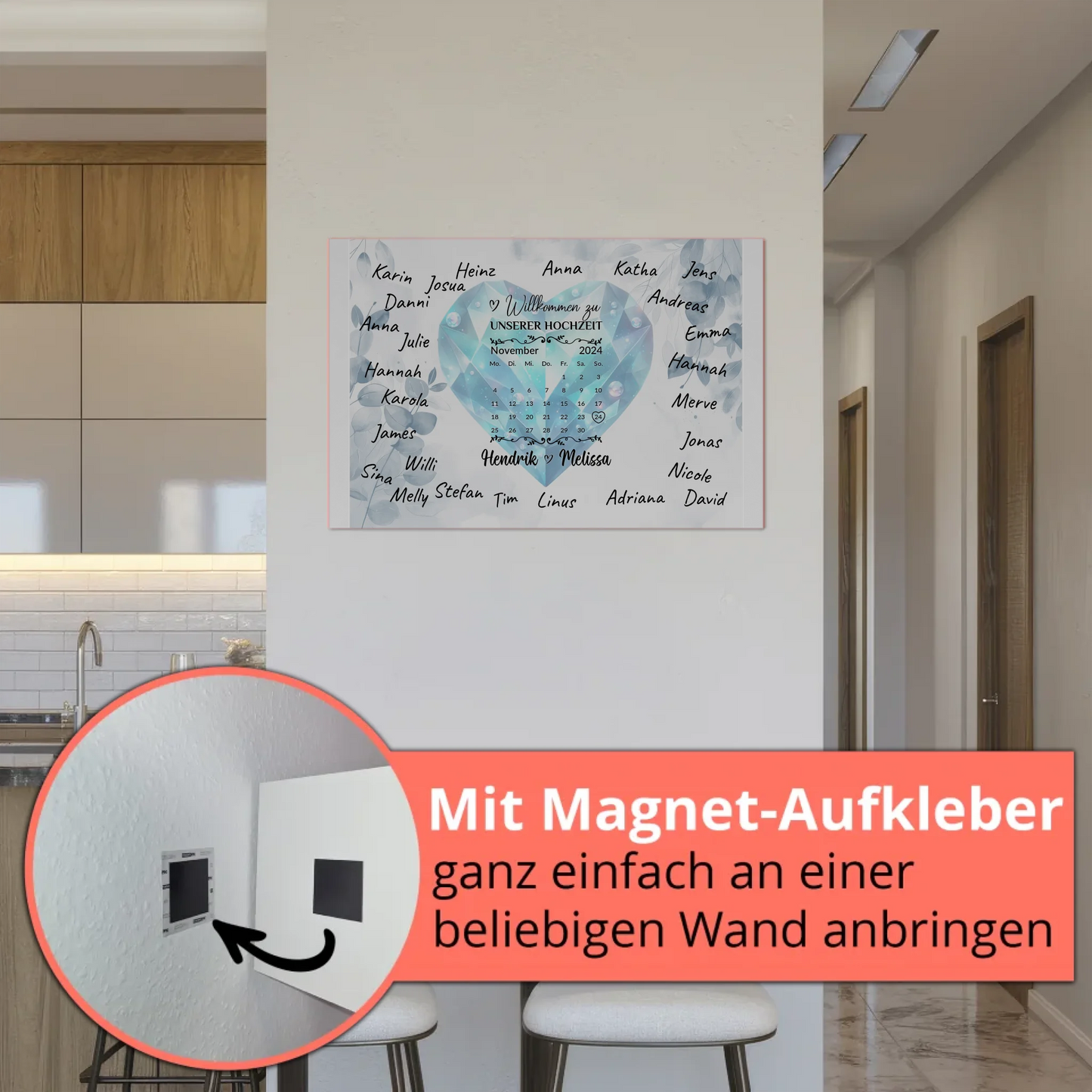 Fotoboard Hochzeit Herzlich Willkommen Blue Diamond