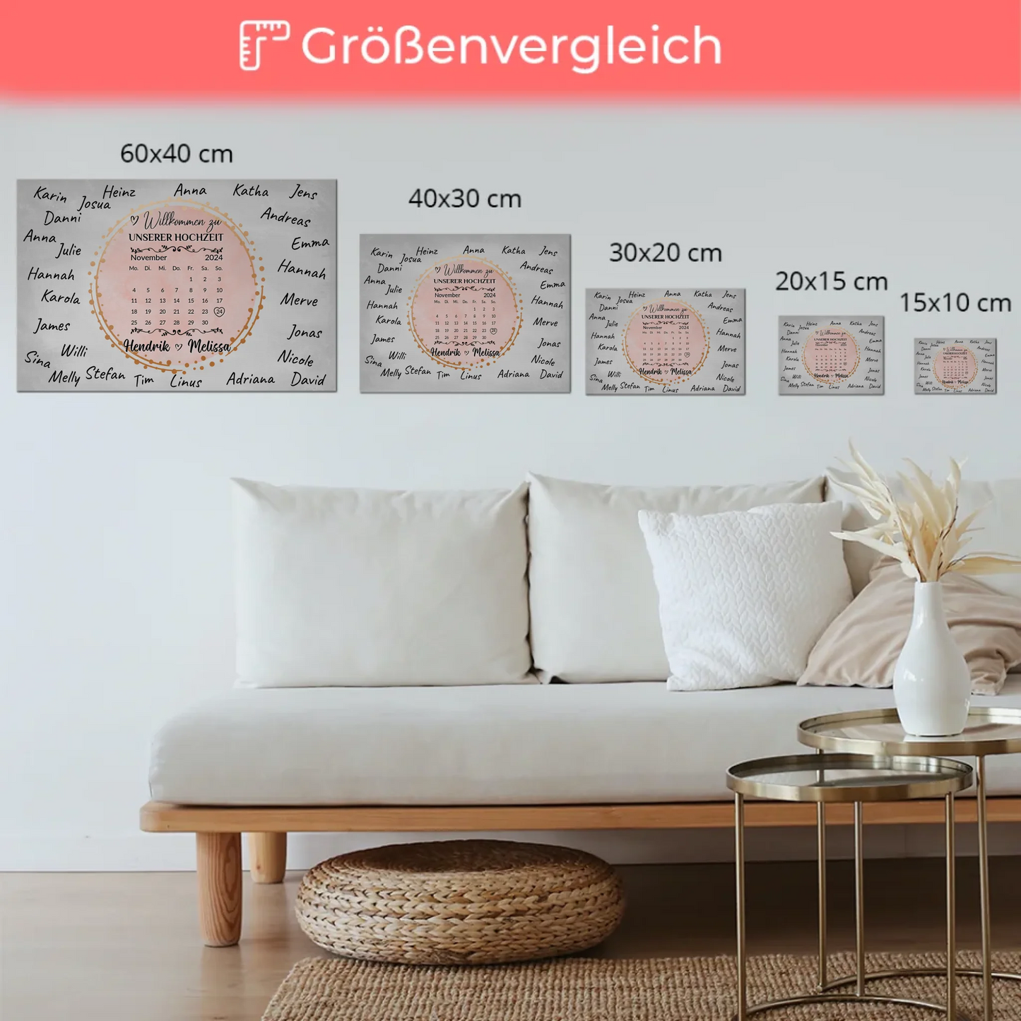 Hochzeit Willkommensschild für eigene Unterschriften