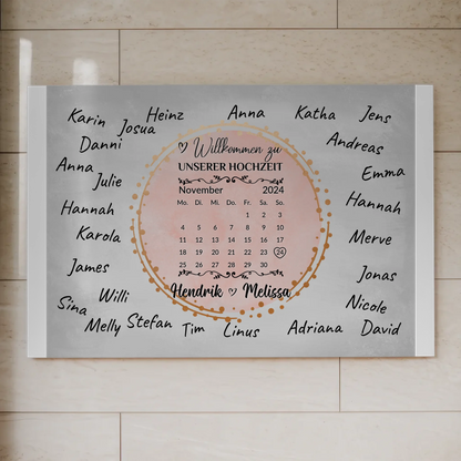 Hochzeit Willkommensschild für eigene Unterschriften