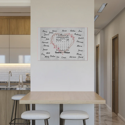 Willkommens Fotoboard Hochzeit Herz Kranz Unterschriften