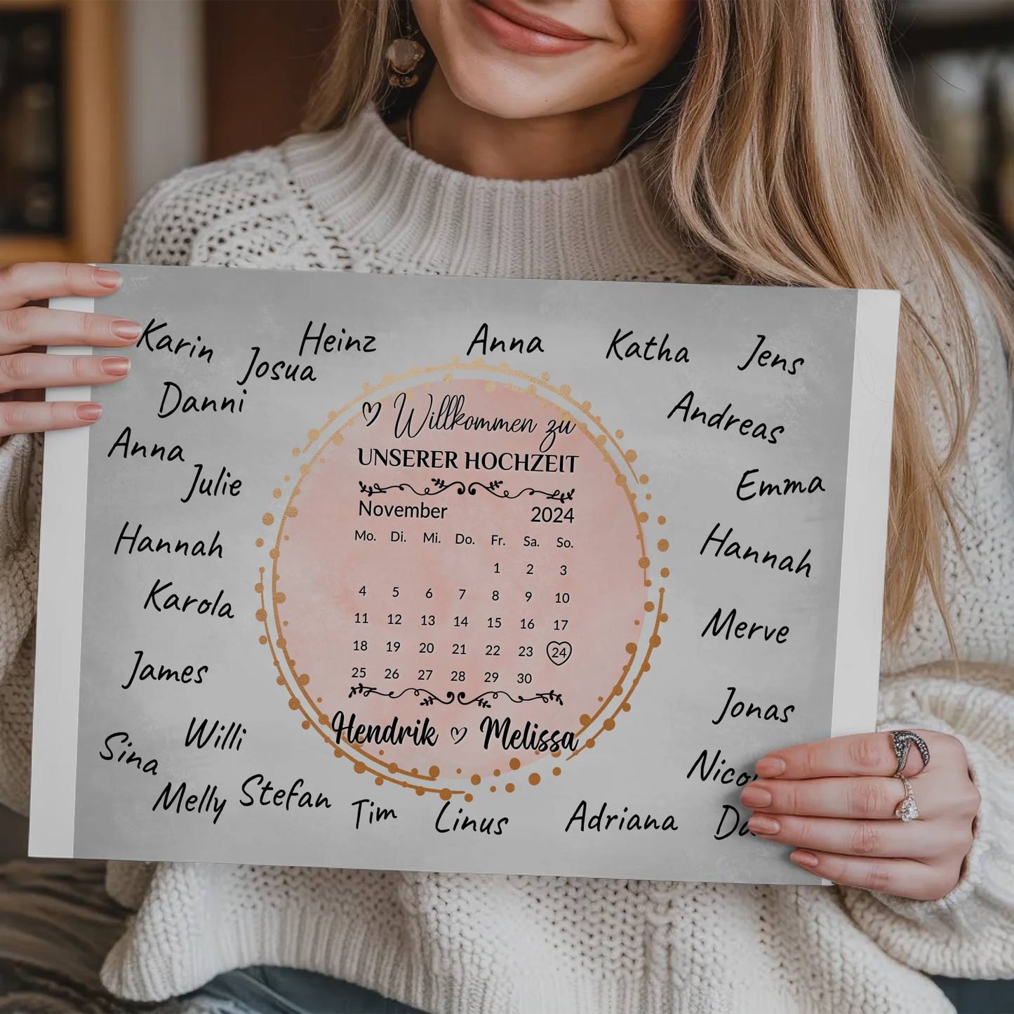 Hochzeit Willkommensschild für eigene Unterschriften