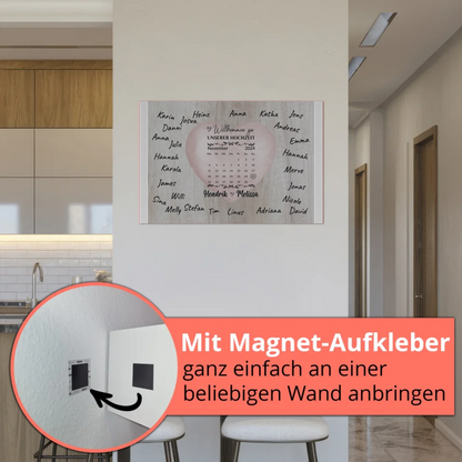 Willkommensschild Hochzeit mit Farbklecks Herz personalisiert