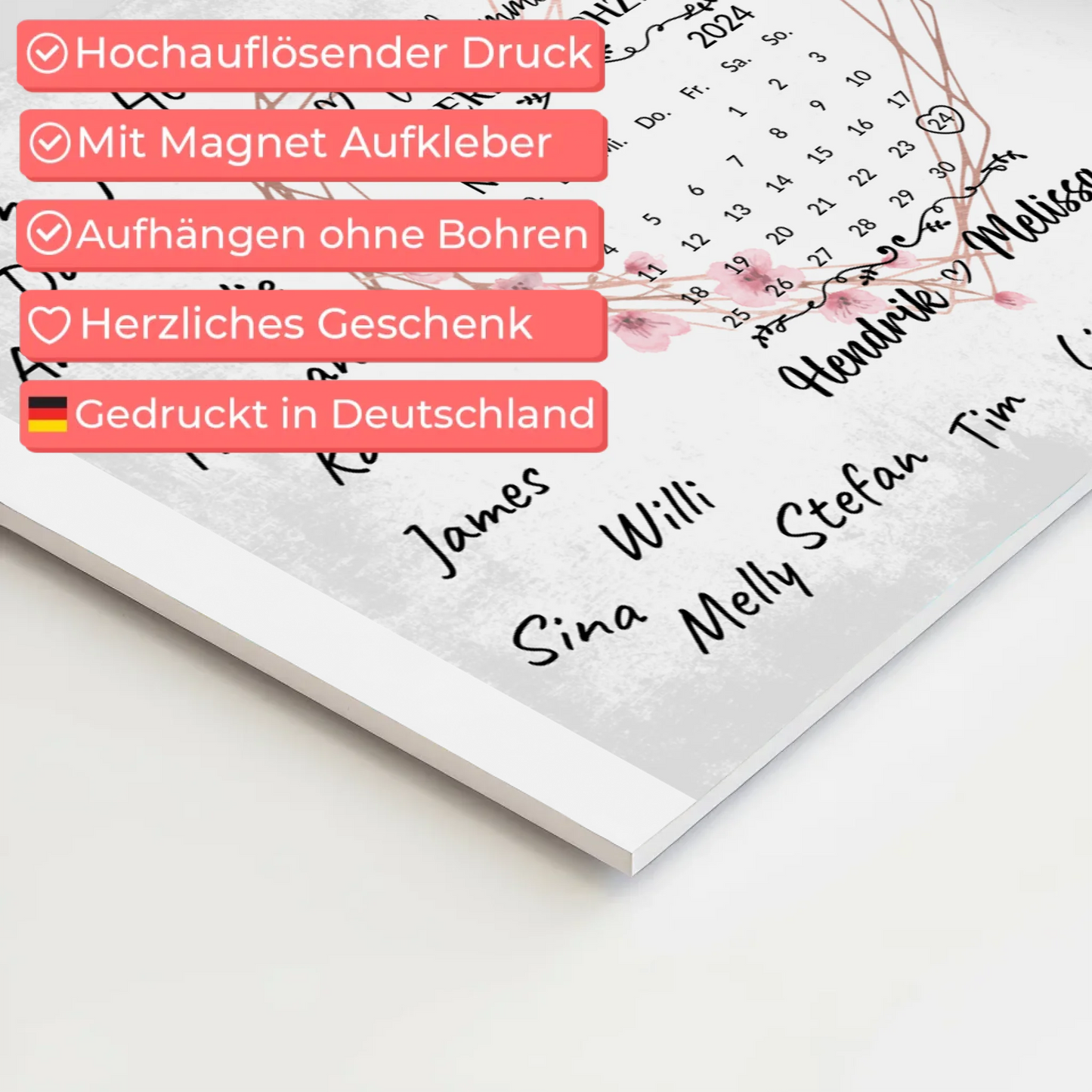 Willkommens Fotoboard Hochzeit Herz Kranz Unterschriften