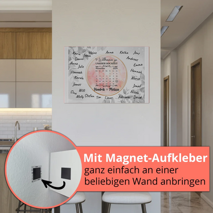 Willkommensschild Hochzeit Aquarell Kranz personalisiert