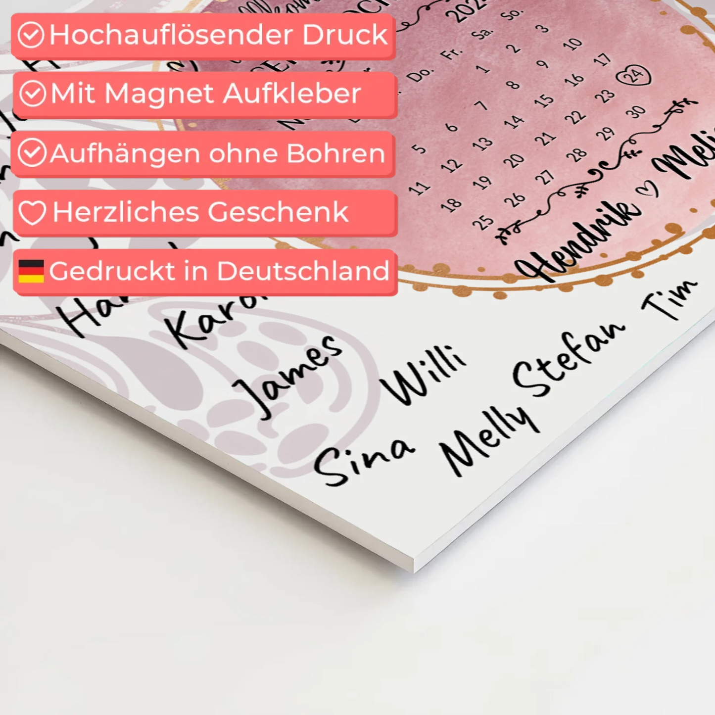 Fotoboard Hochzeit Herzlich Willkommen Rosa Aquarell