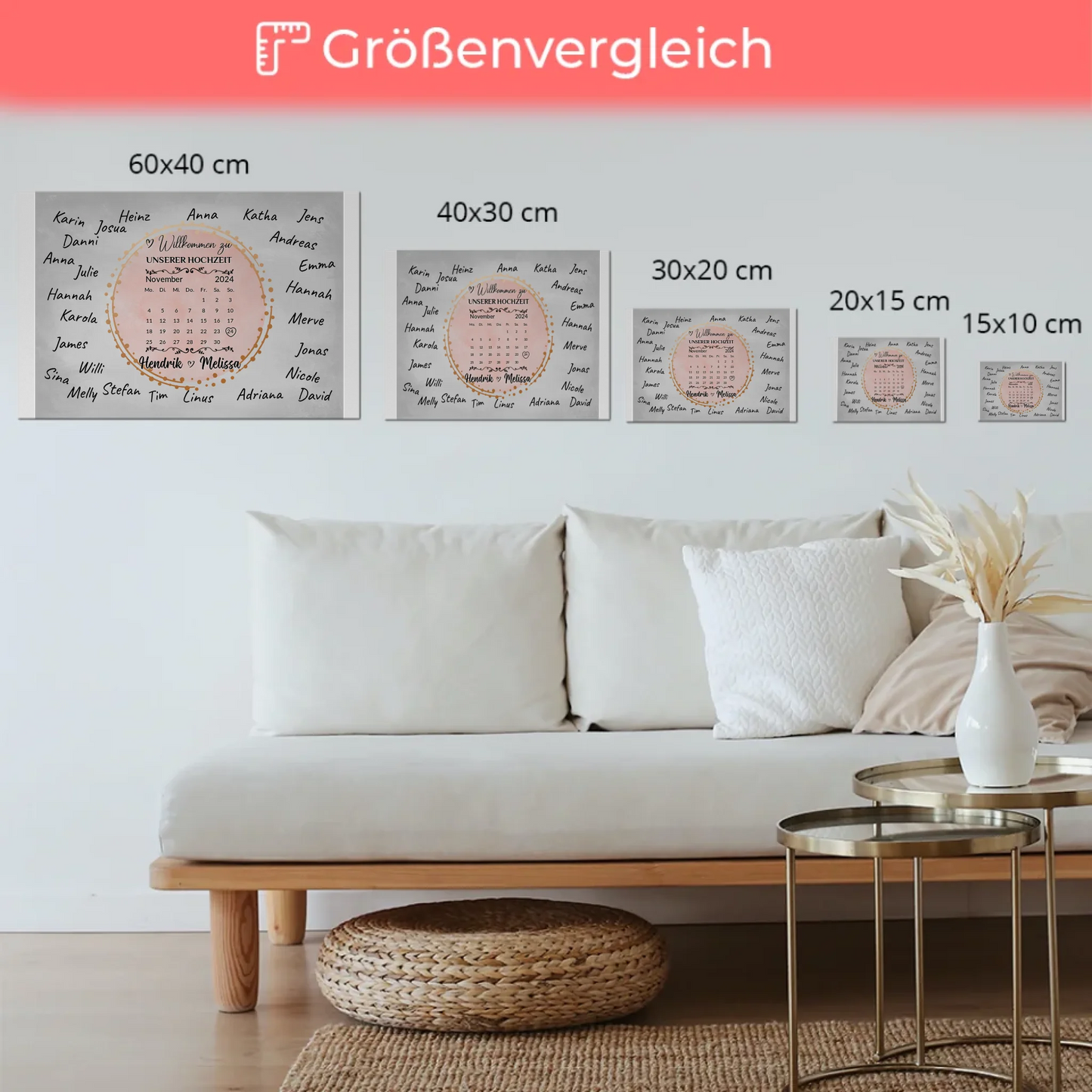 Hochzeit Willkommensschild für eigene Unterschriften