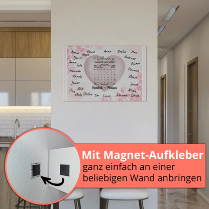Willkommensschild Hochzeit mit Farbklecks Herz personalisiert Magnet Poster