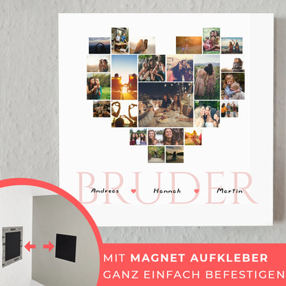Fotocollage Personalisiert Magnetisches Wandbild Bruder mit Namen